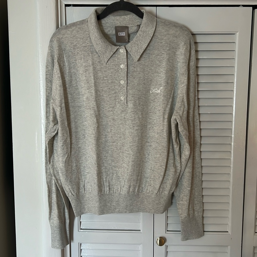 KITH Heather grey collard sweater